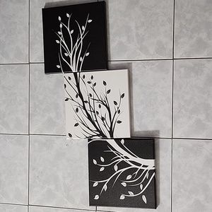 Set of 3 Pieces Canvas Wall Decor 12in x 12in Each